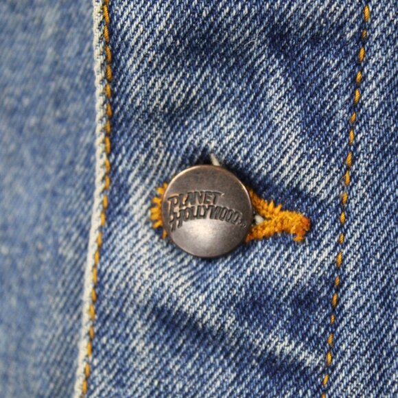 Vintage 90's Planet Hollywood Embroidered Jean Denim Jacket Size Medium Chicago - Picture 7 of 11
